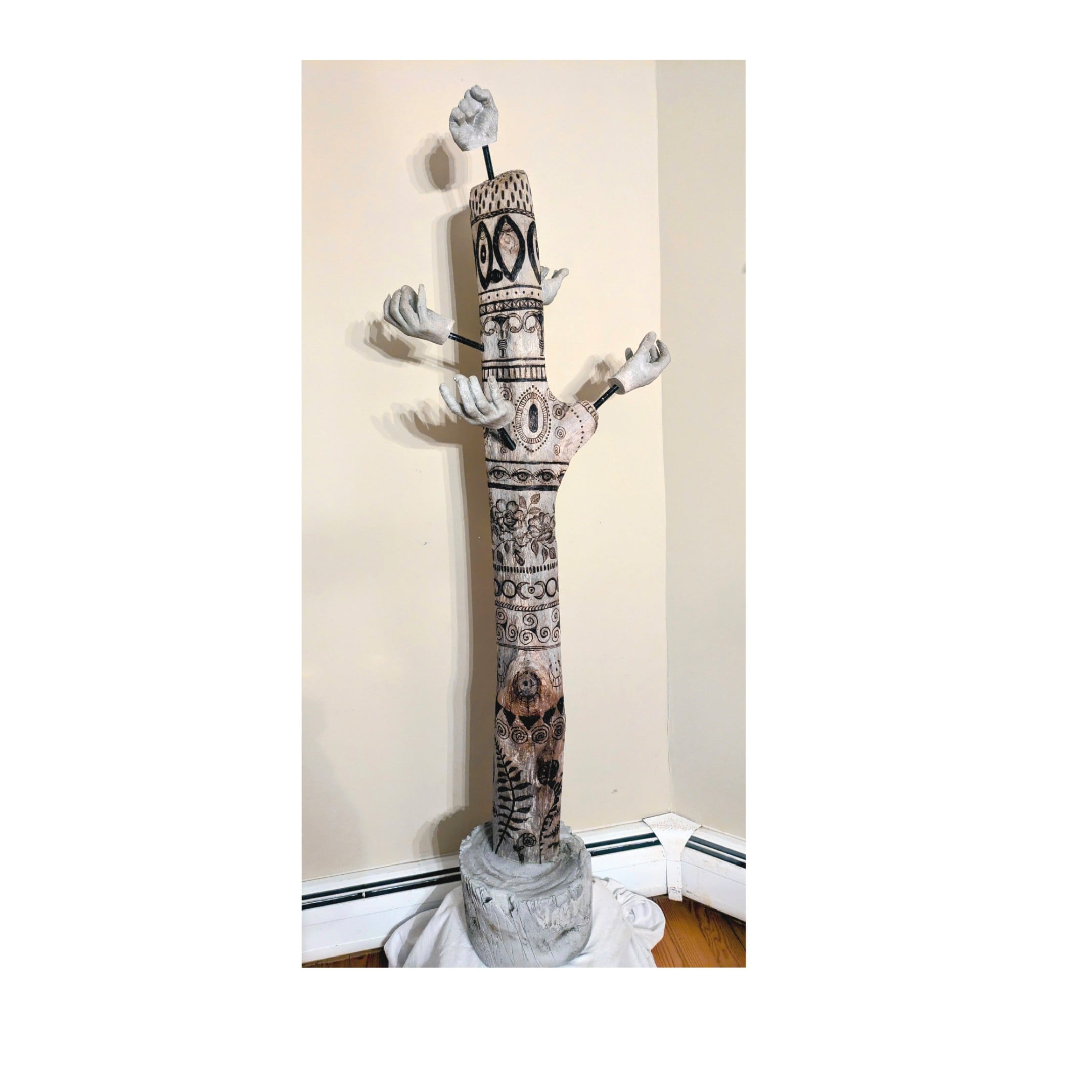 Feminist Phallus aka Rage, Driftwood, concrete, metal hardware, by Daniela Wenzel