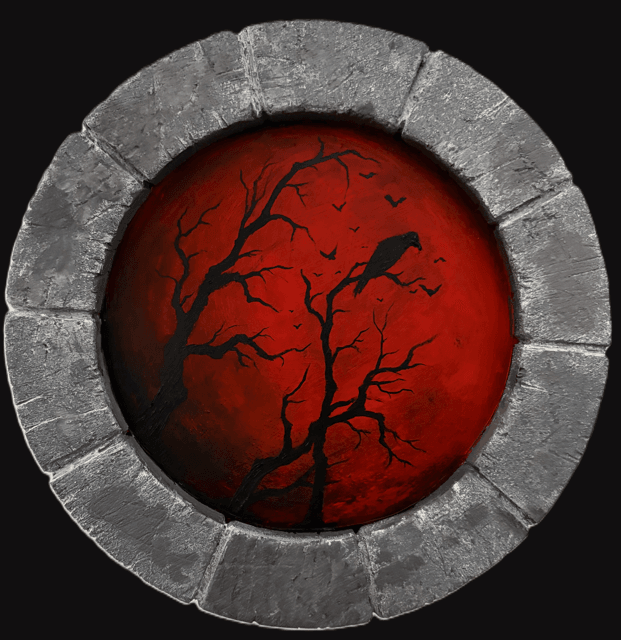 Stone Frame with Red Sky