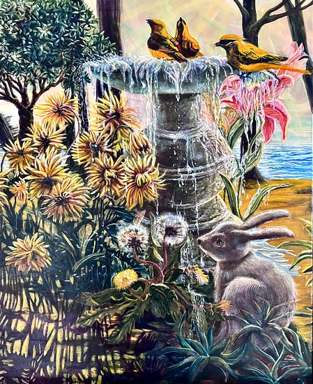 The Sacred Wellspring, Acrylic on canvas, 30 × 24 × 1 in, by Gail Allen