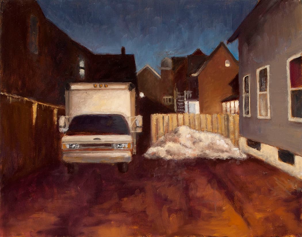 Driveway on Laurel Street - Winter Night