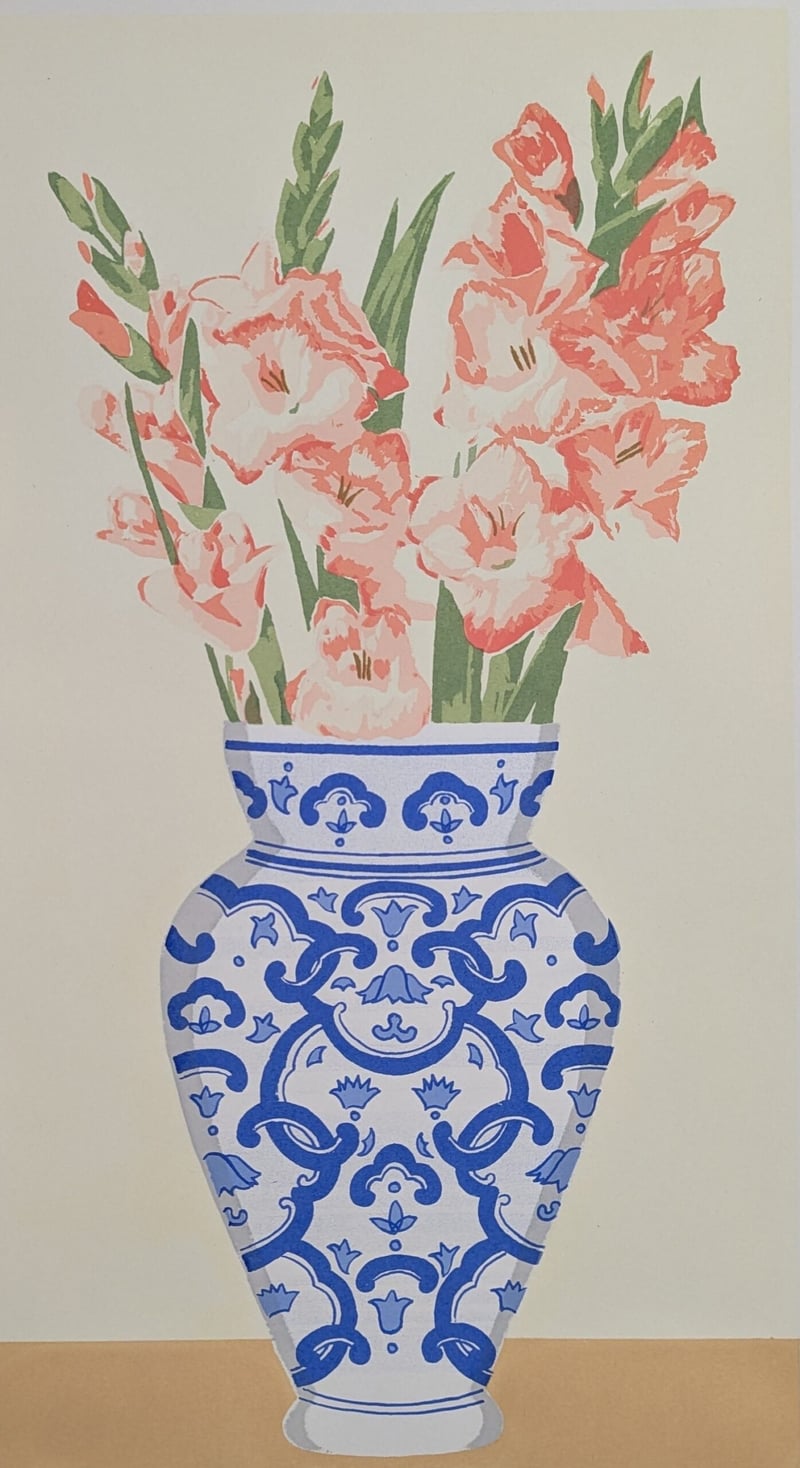 Blue Vase-Gladiolus